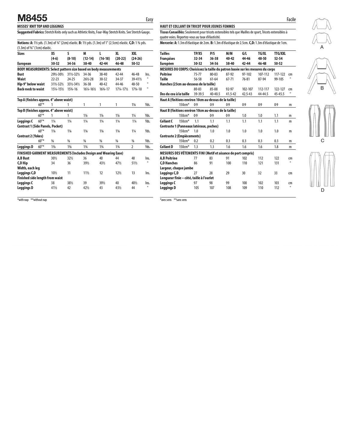 PDF-symønster - McCall´s 8455 - Sportstøj Top Bukser - Dame | Billede 4