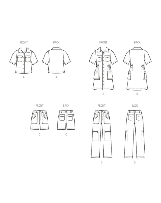 PDF-symønster - McCall´s 8462 - Kjole Bukser Skjorte Shorts - Pige Dreng | Billede 2