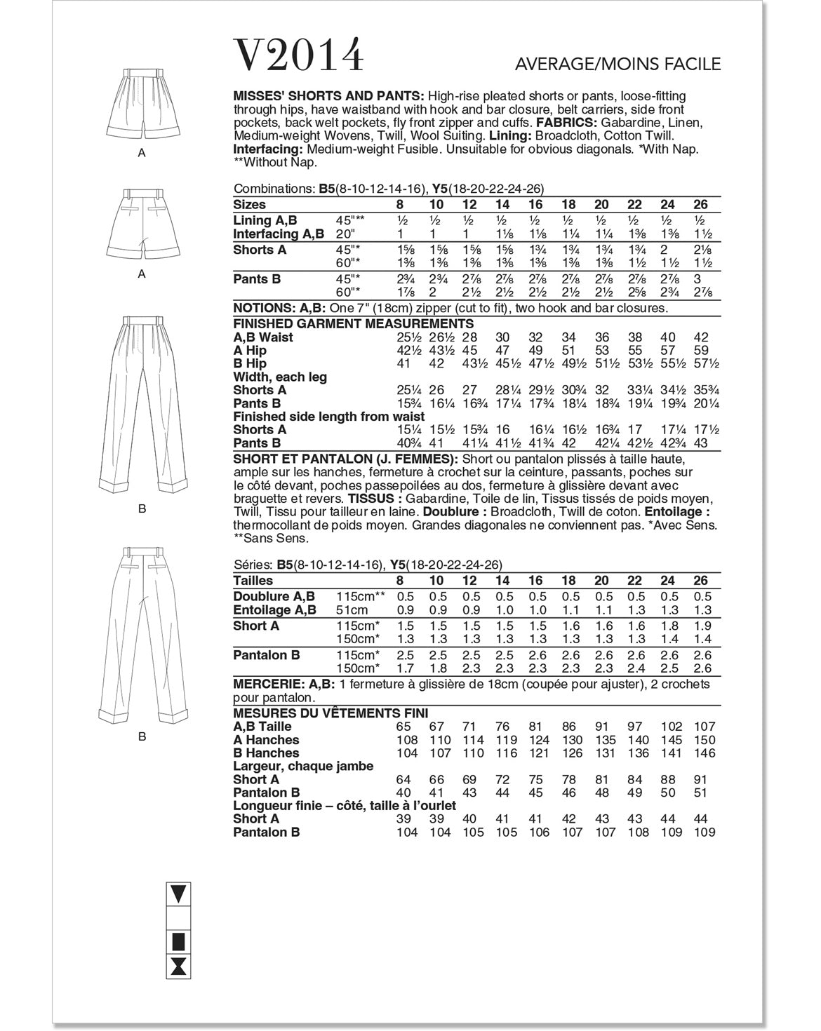 Symønster Vogue Patterns 2014 - Bukser Shorts - Dame | Billede 5