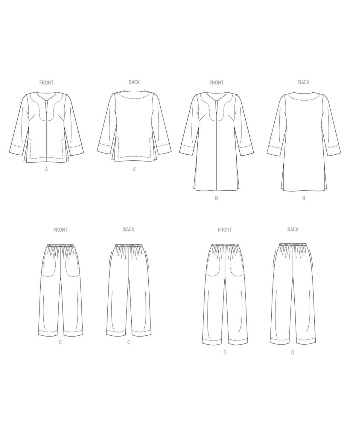 Symønster Vogue Patterns 2019 - Bluse Tunika Bukser Pyjamas - Dame | Billede 4