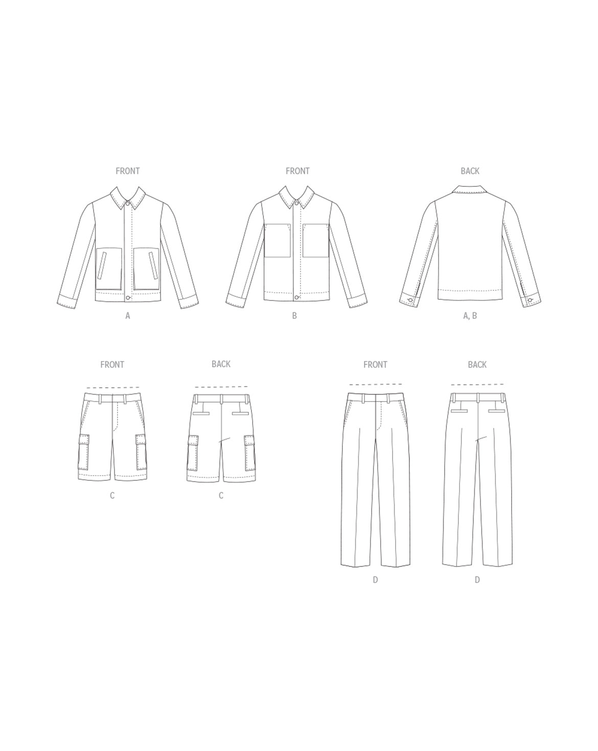 Symønster Vogue Patterns 2022 - Jakke Bukser Shorts - Herre | Billede 4