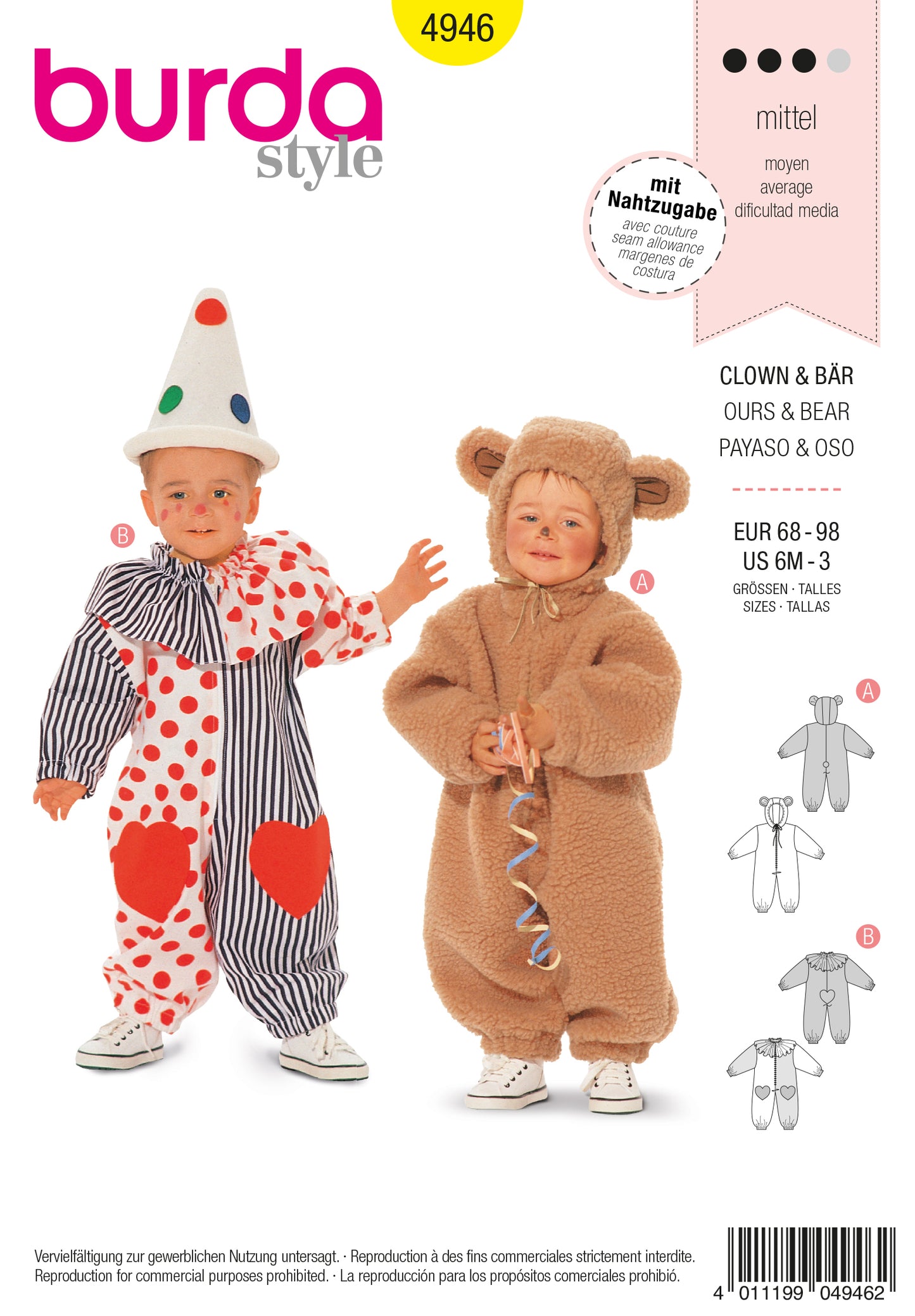 Symønster Burda 4946 - Kostume - Baby - Karneval | Billede 4