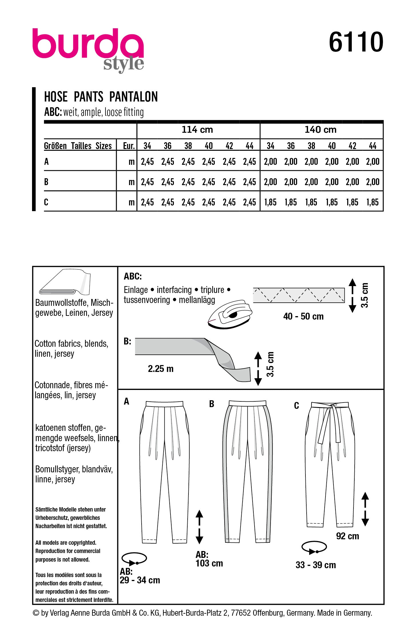 Symønster Burda 6110 - Bukser Sportstøj - Dame - Casual | Billede 12