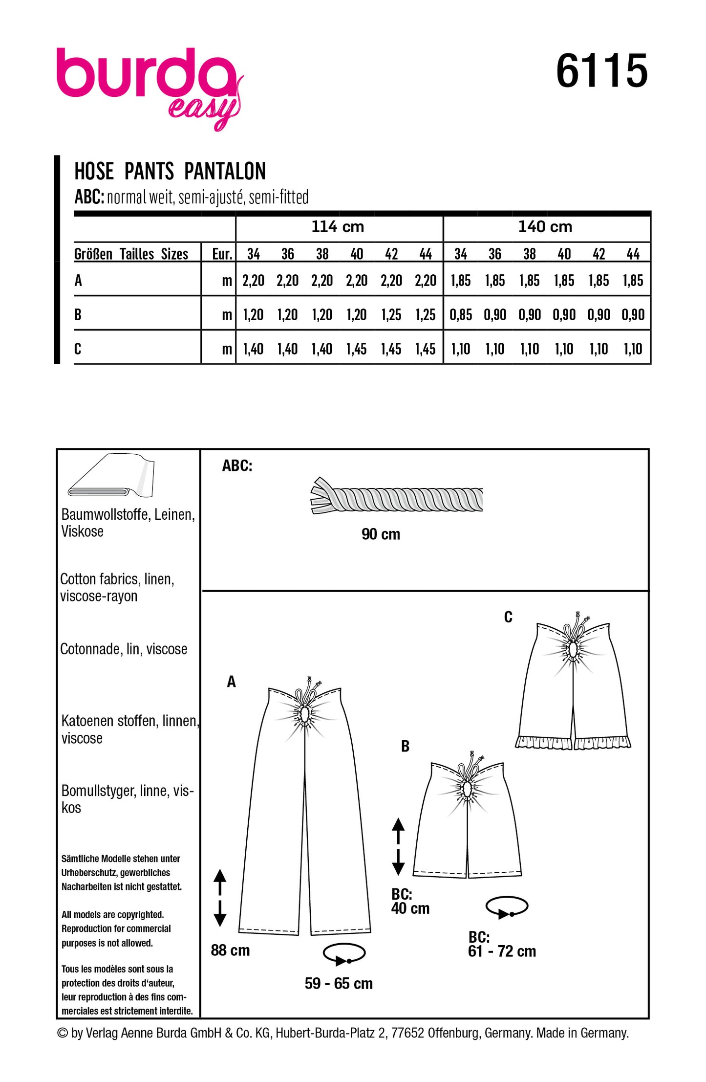 Symønster Burda 6115 - Bukser Shorts - Dame | Billede 12