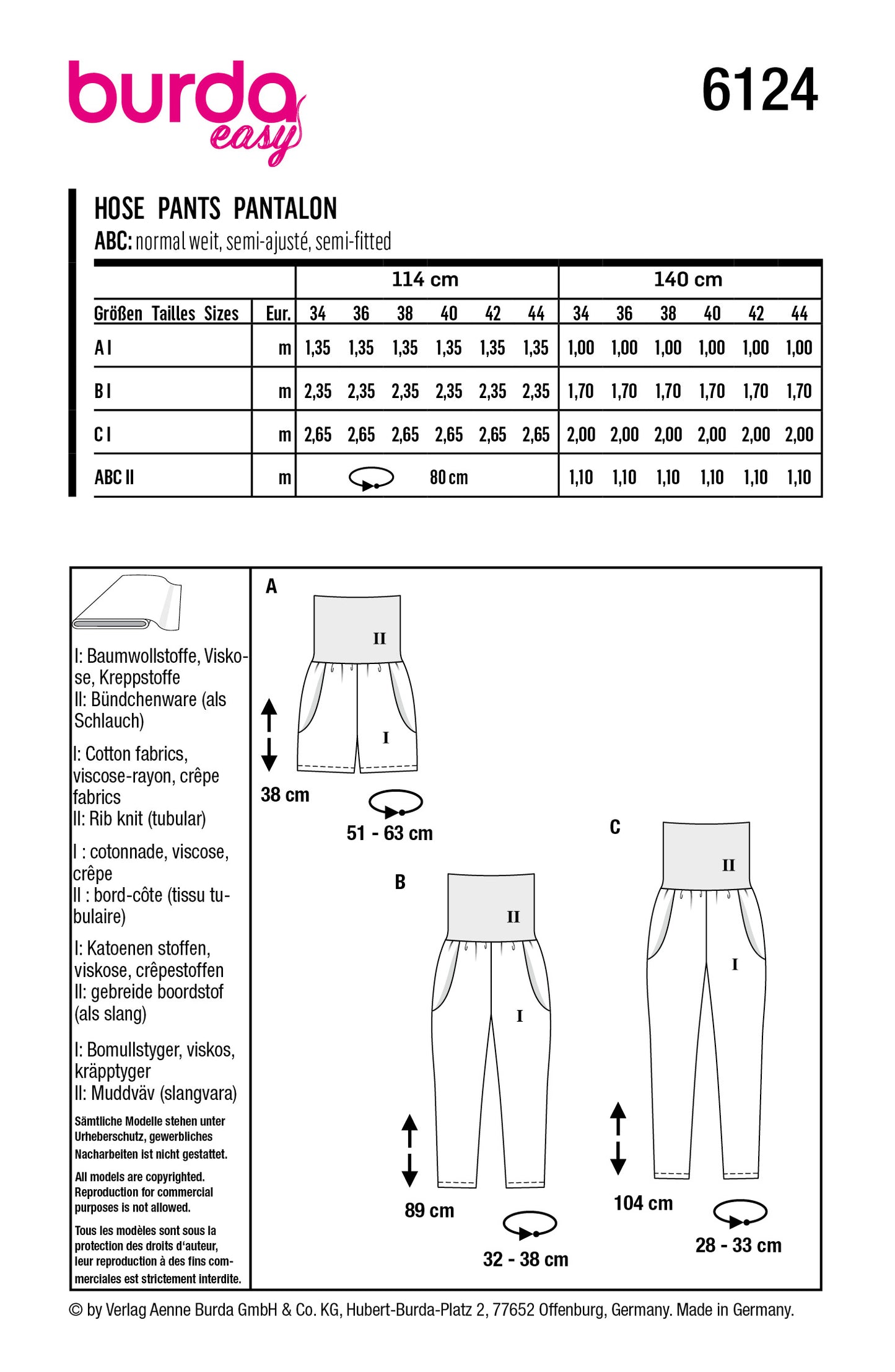 Symønster Burda 6124 - Bukser Shorts - Dame | Billede 12