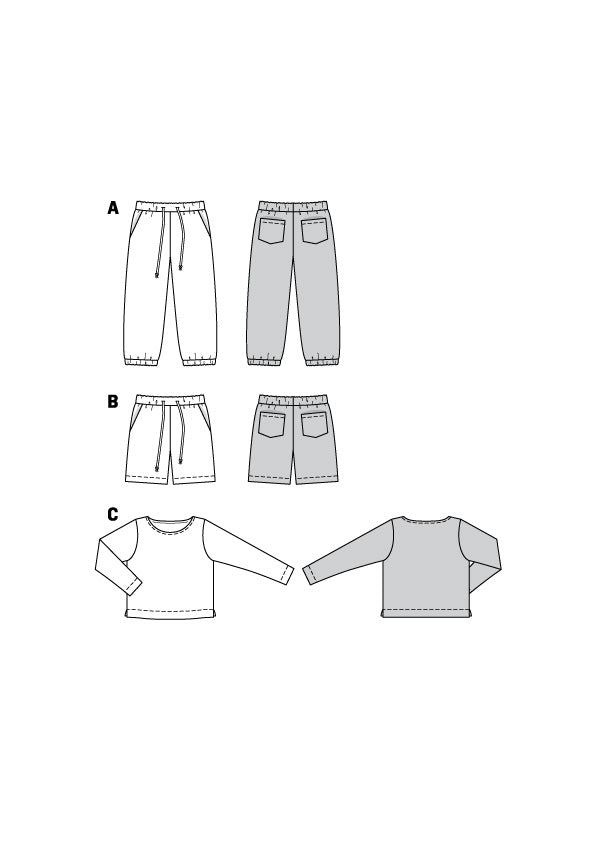 Symønster Burda 9261 - Bukser Trøje Shorts - Pige Dreng - Casual | Billede 10