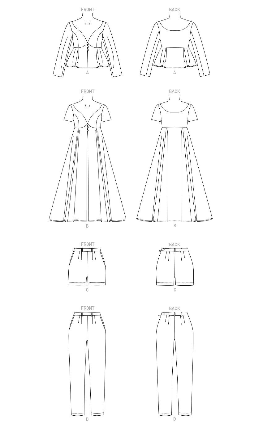 Symønster Vogue Patterns 1901 - Top Bukser Shorts Kjole - Dame | Billede 6