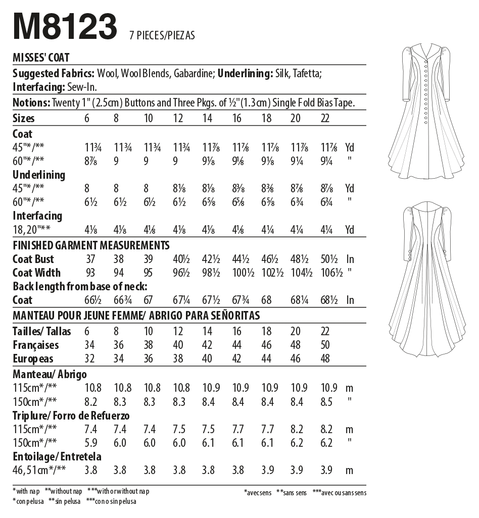 Symønster McCall´s 8123 - Frakke Historisk kostume - Dame | Billede 3