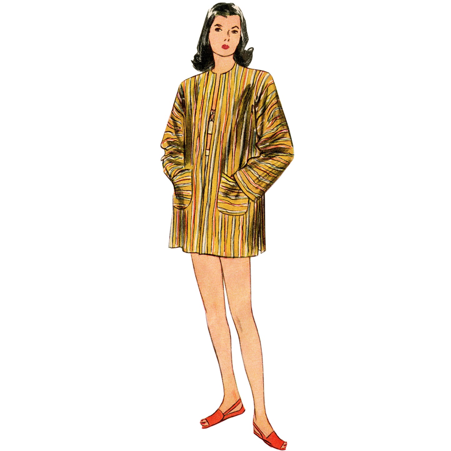 Symønster Simplicity 8932 - Frakke Badetøj Top Nederdel Vintage Shorts - Dame - Svømme | Billede 4