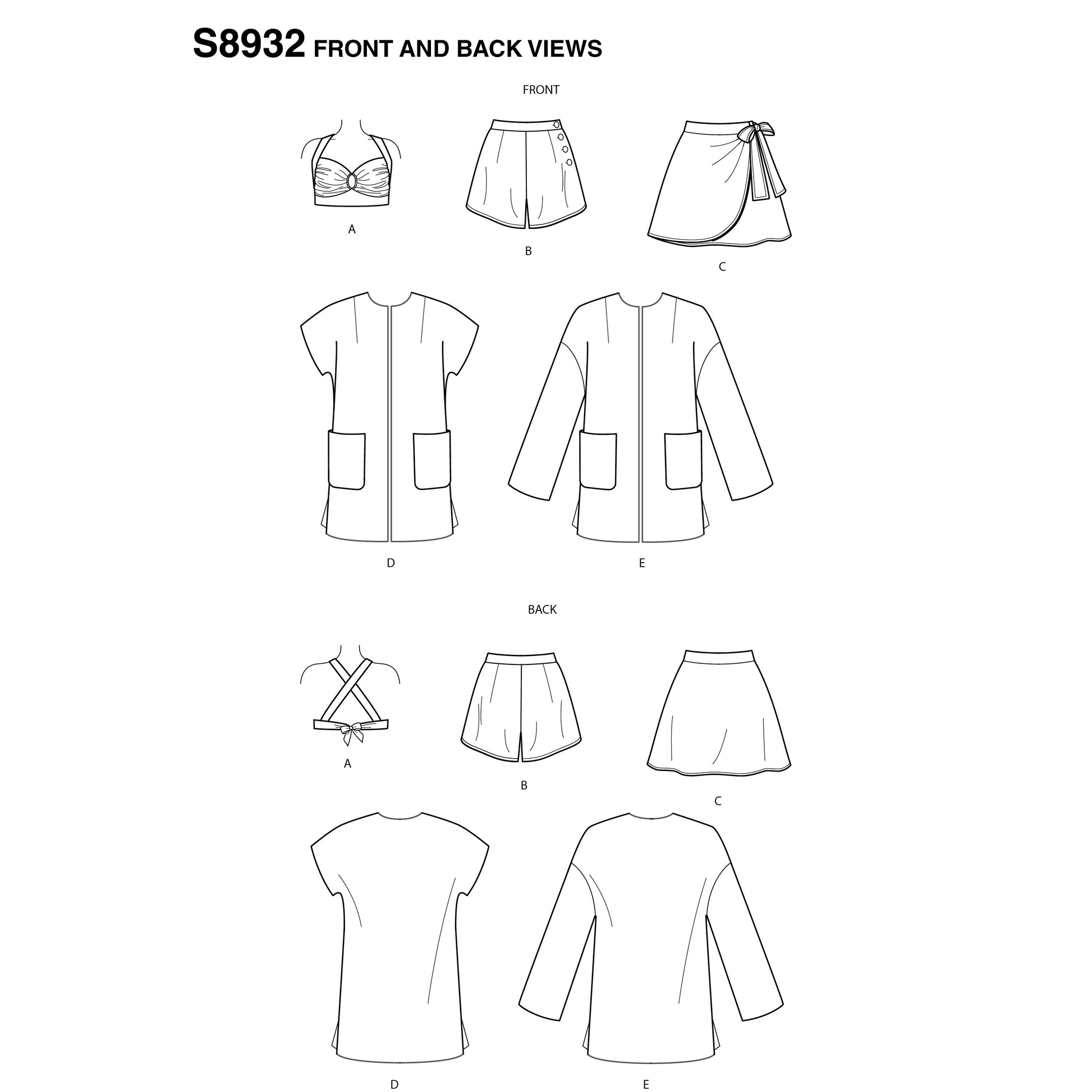 Symønster Simplicity 8932 - Frakke Badetøj Top Nederdel Vintage Shorts - Dame - Svømme | Billede 6