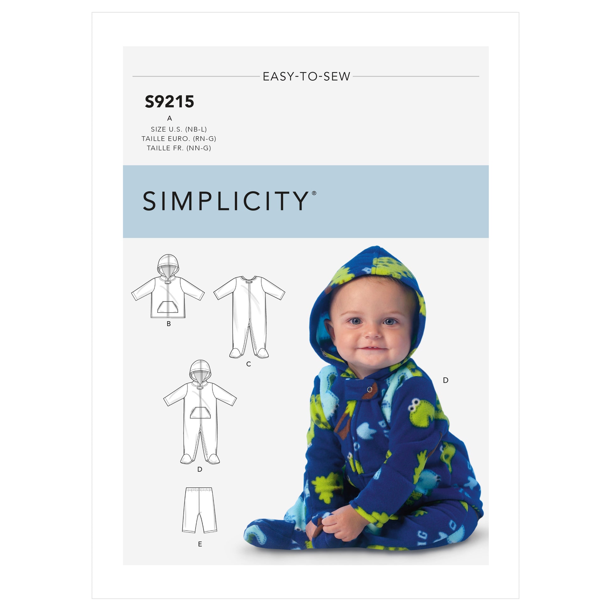 Symønster Simplicity 9215 - Jakke Bukser Buksedragt - Baby | Billede 3