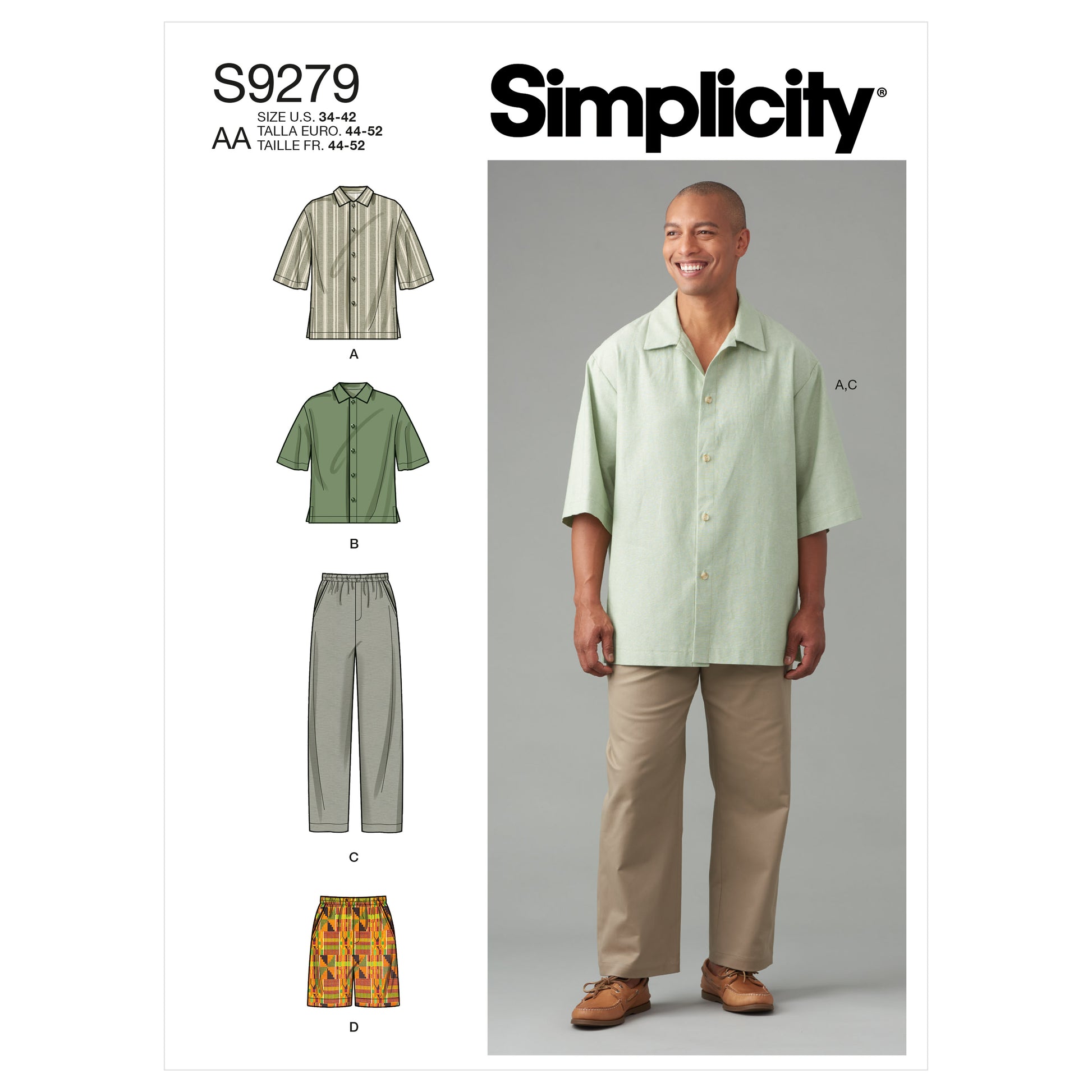 Symønster Simplicity 9279 - Bukser Skjorte Shorts - Herre - Idræt | Billede 6