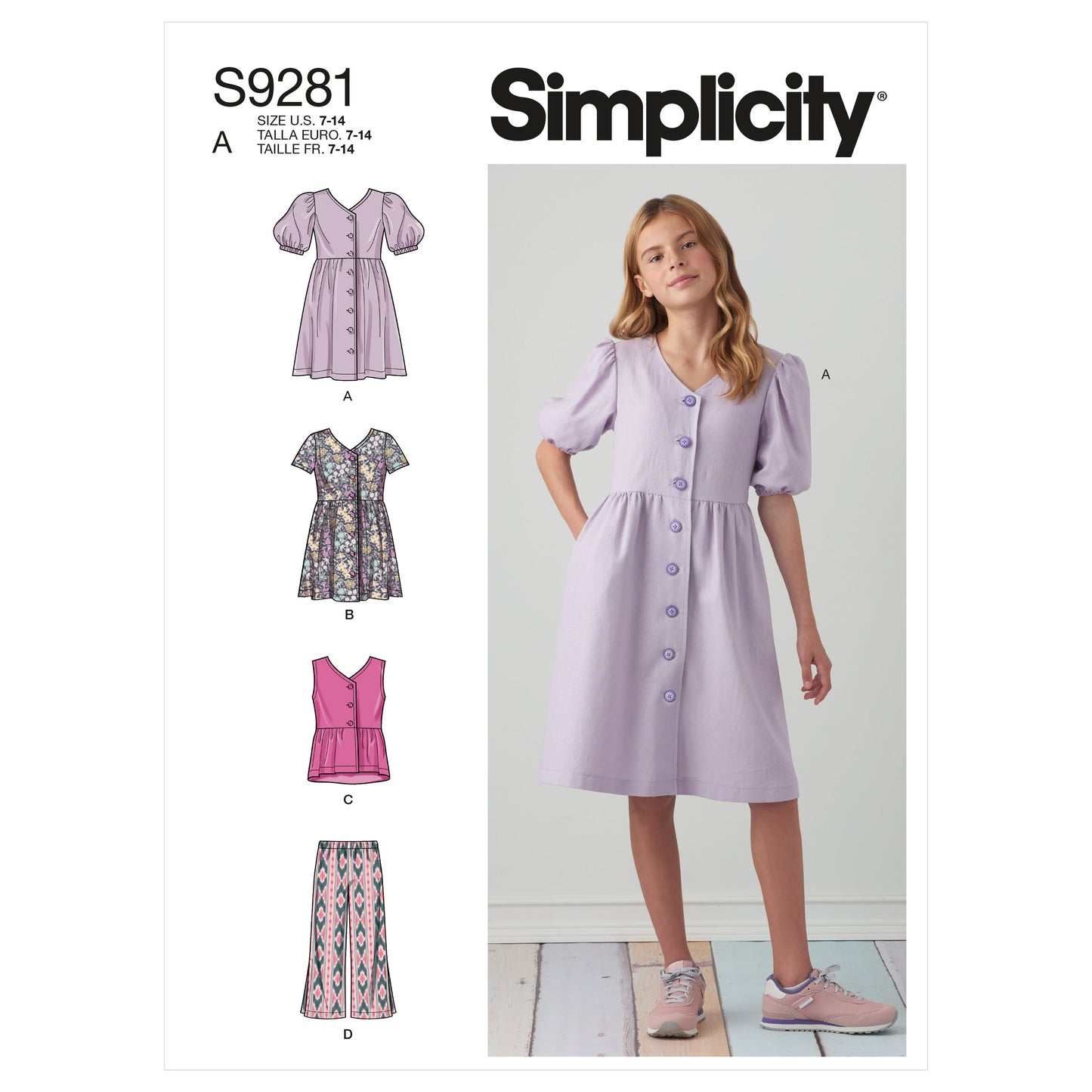 Symønster Simplicity 9281 - Kjole Top Bukser - Pige - Idræt | Billede 8