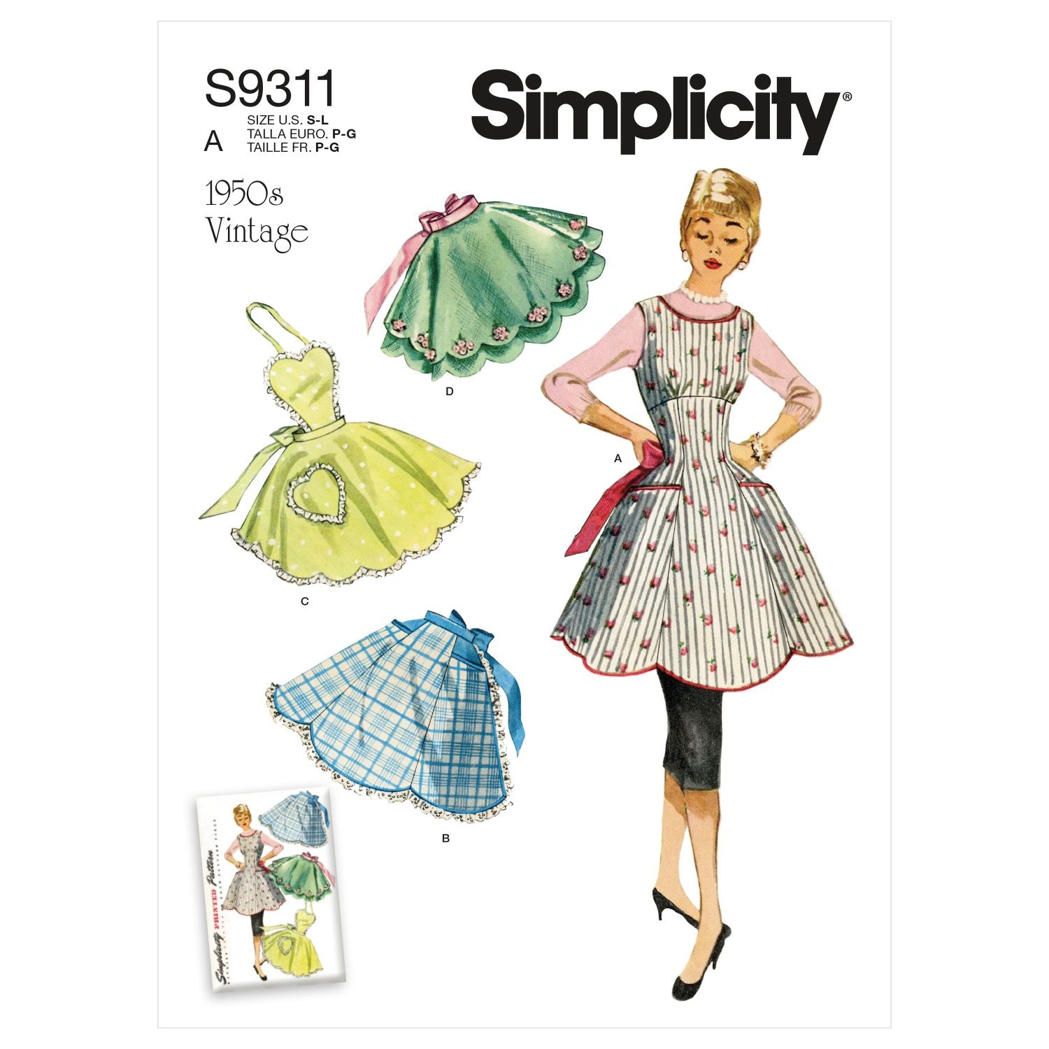 Symønster Simplicity 9311 - Vintage Forklæde | Billede 5