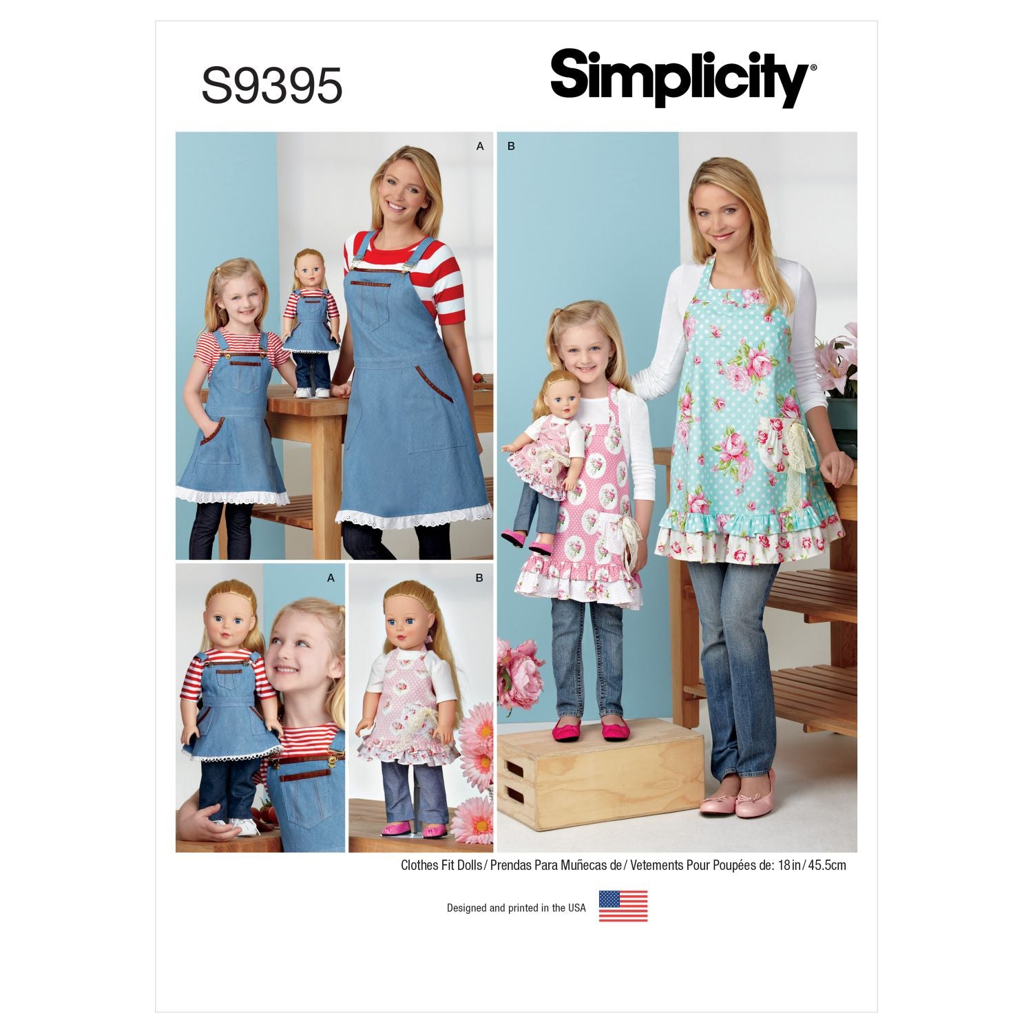Symønster Simplicity 9395 - Forklæde - Pige Dame - Dukketøj | Billede 4