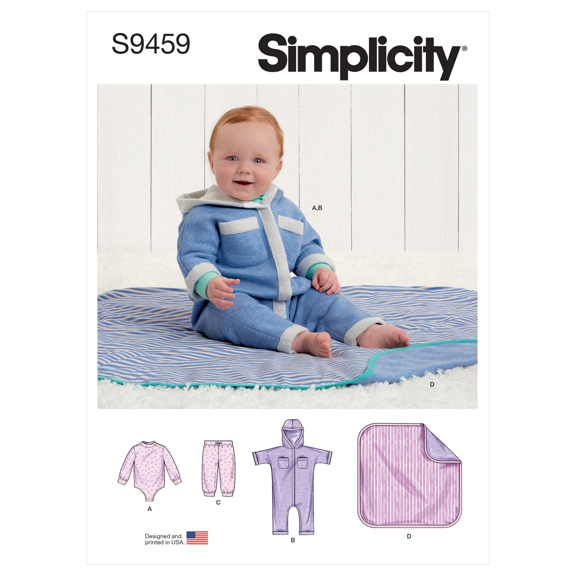 Symønster Simplicity 9459 - Buksedragt Bukser Trøje - Baby - Dyner | Billede 6