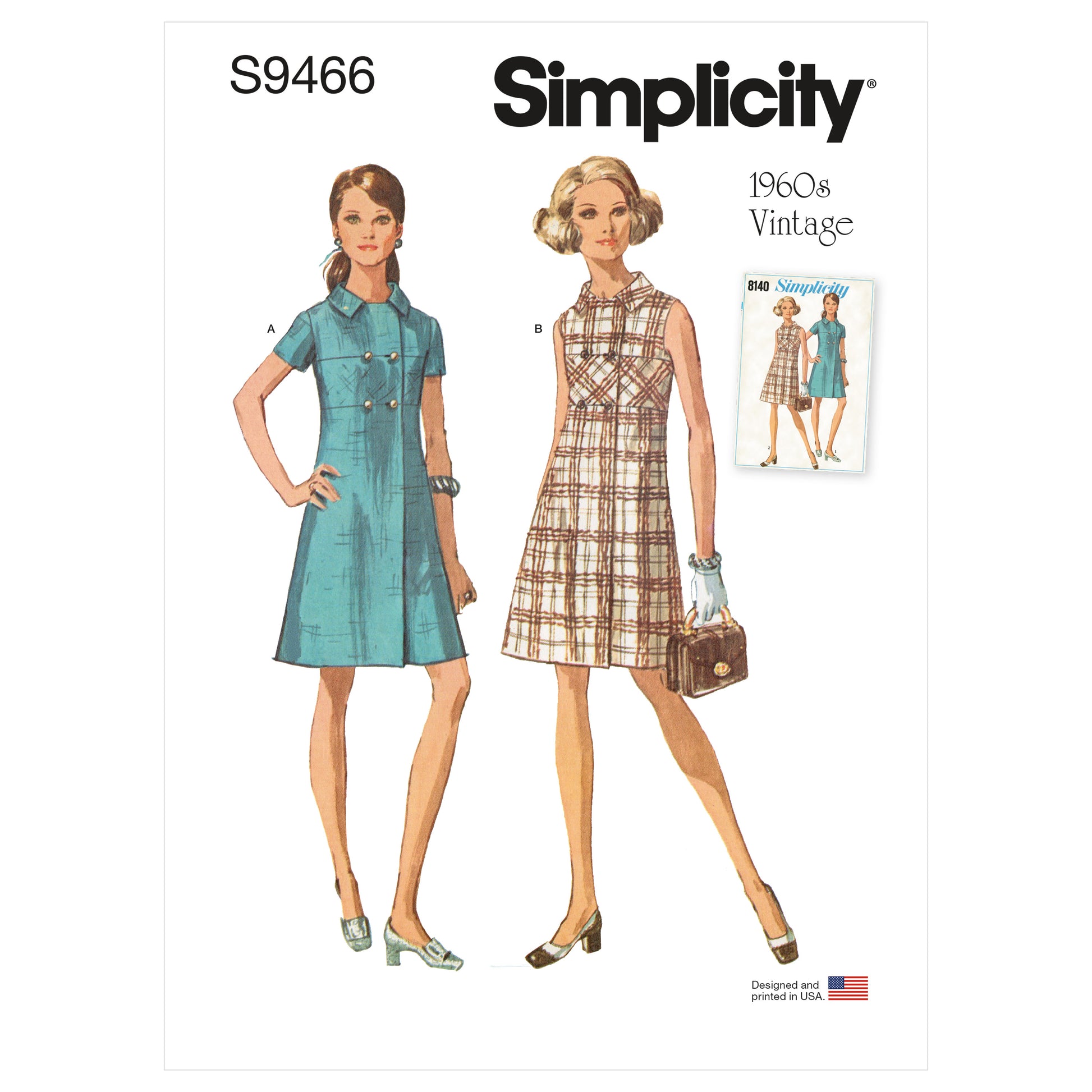 Symønster Simplicity 9466 - Kjole Vintage - Dame | Billede 5