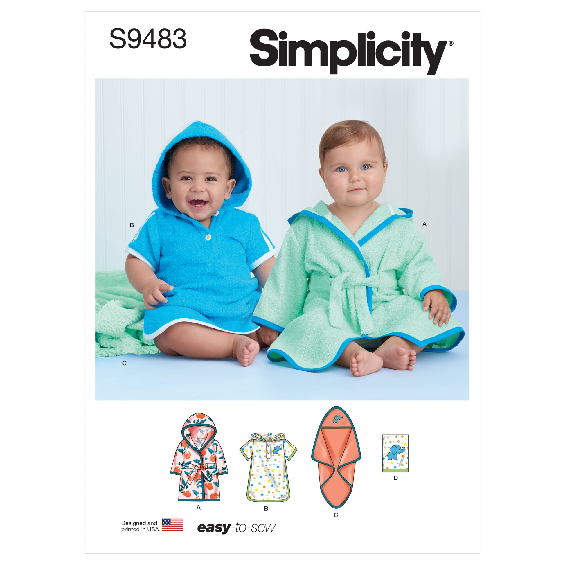 Symønster Simplicity 9483 - Badetøj Pyjamas - Baby | Billede 10