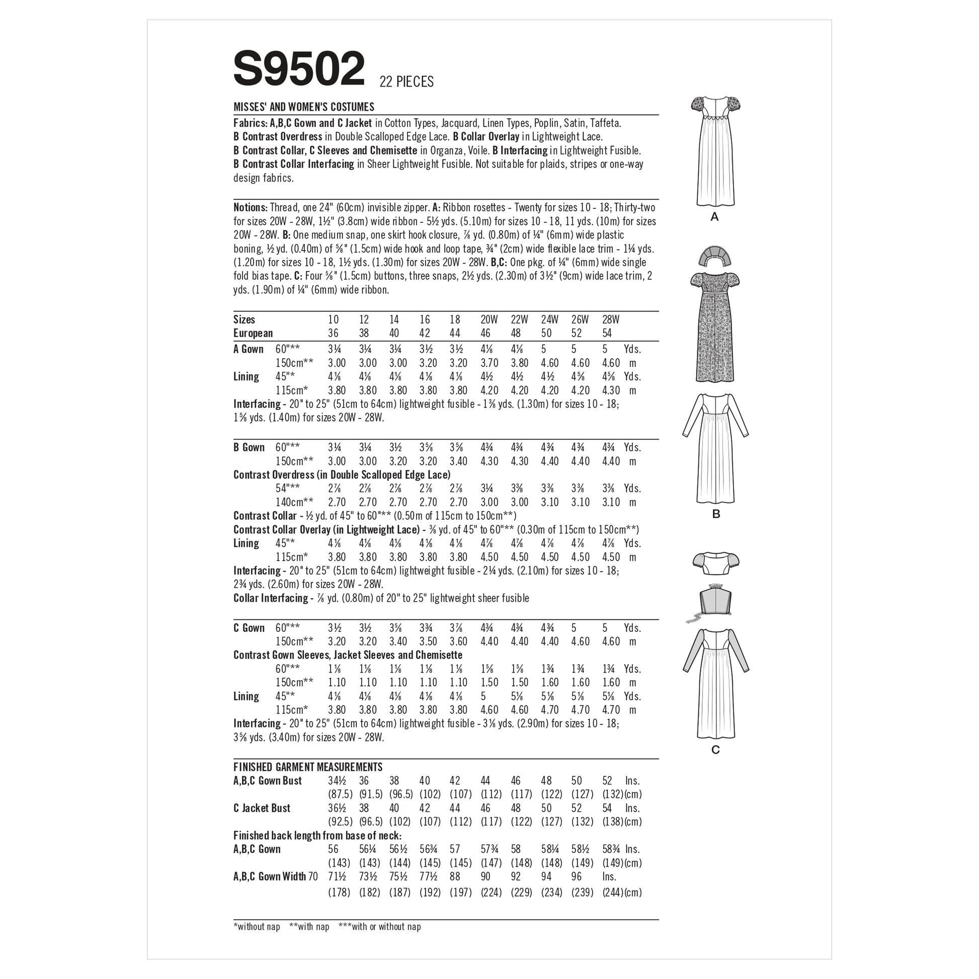 Symønster Simplicity 9502 - Kostume Historisk kostume - Dame - Karneval | Billede 8