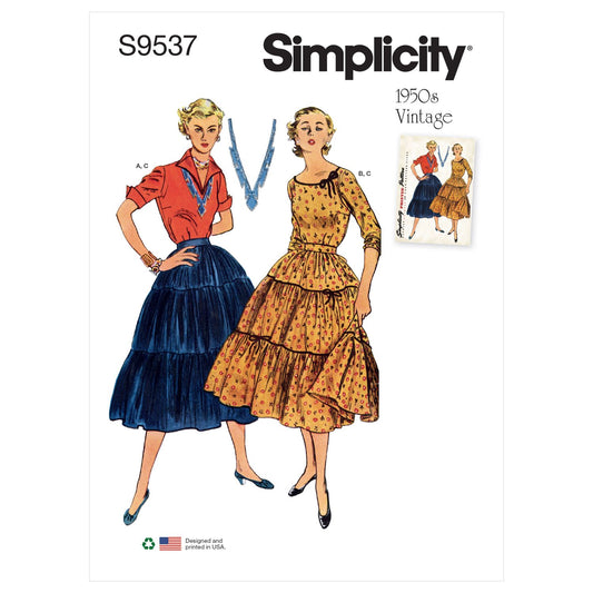 Symønster Simplicity 9537 - Bluse Nederdel Vintage - Dame | Billede 2