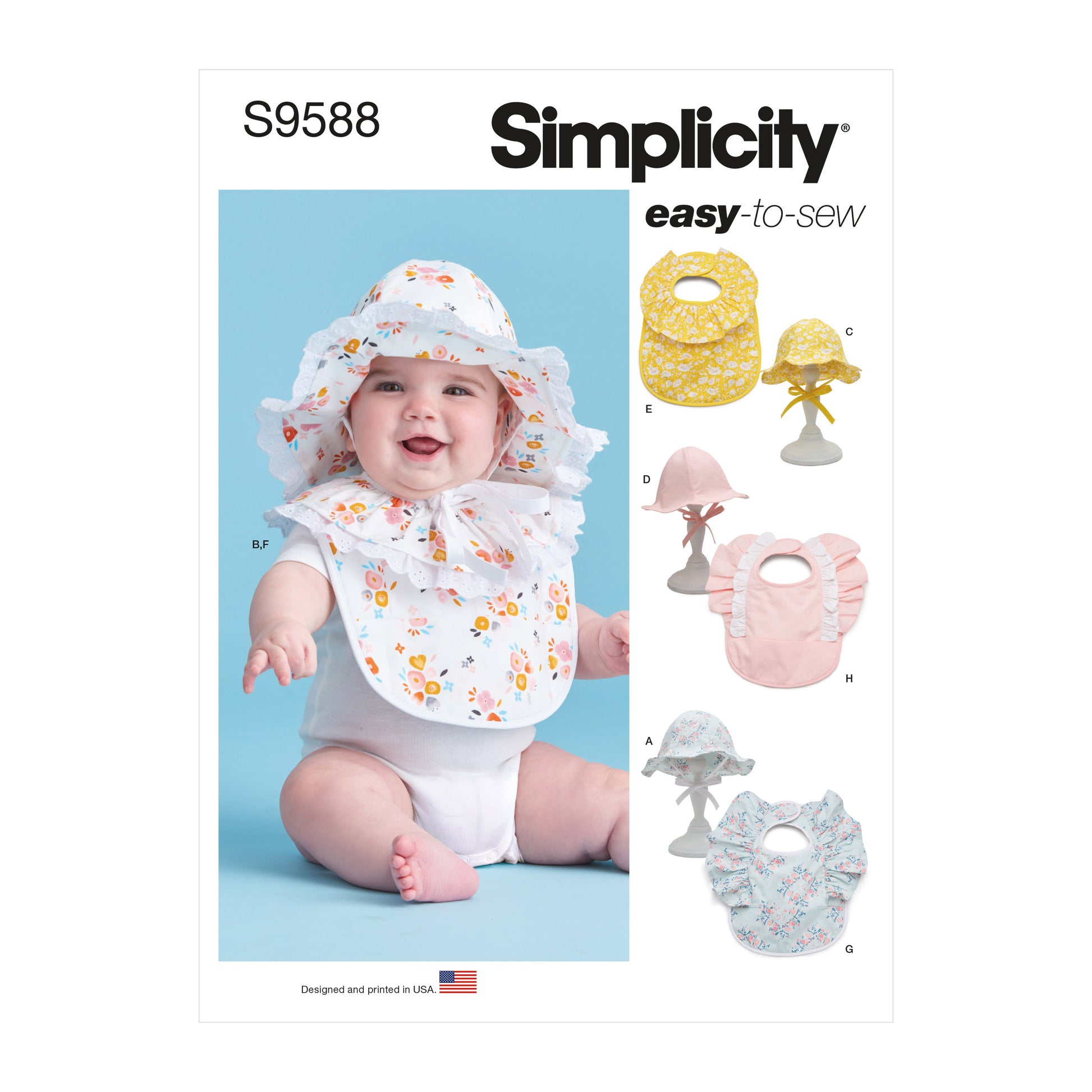 Symønster Simplicity 9588 - Baby - Hat | Billede 8