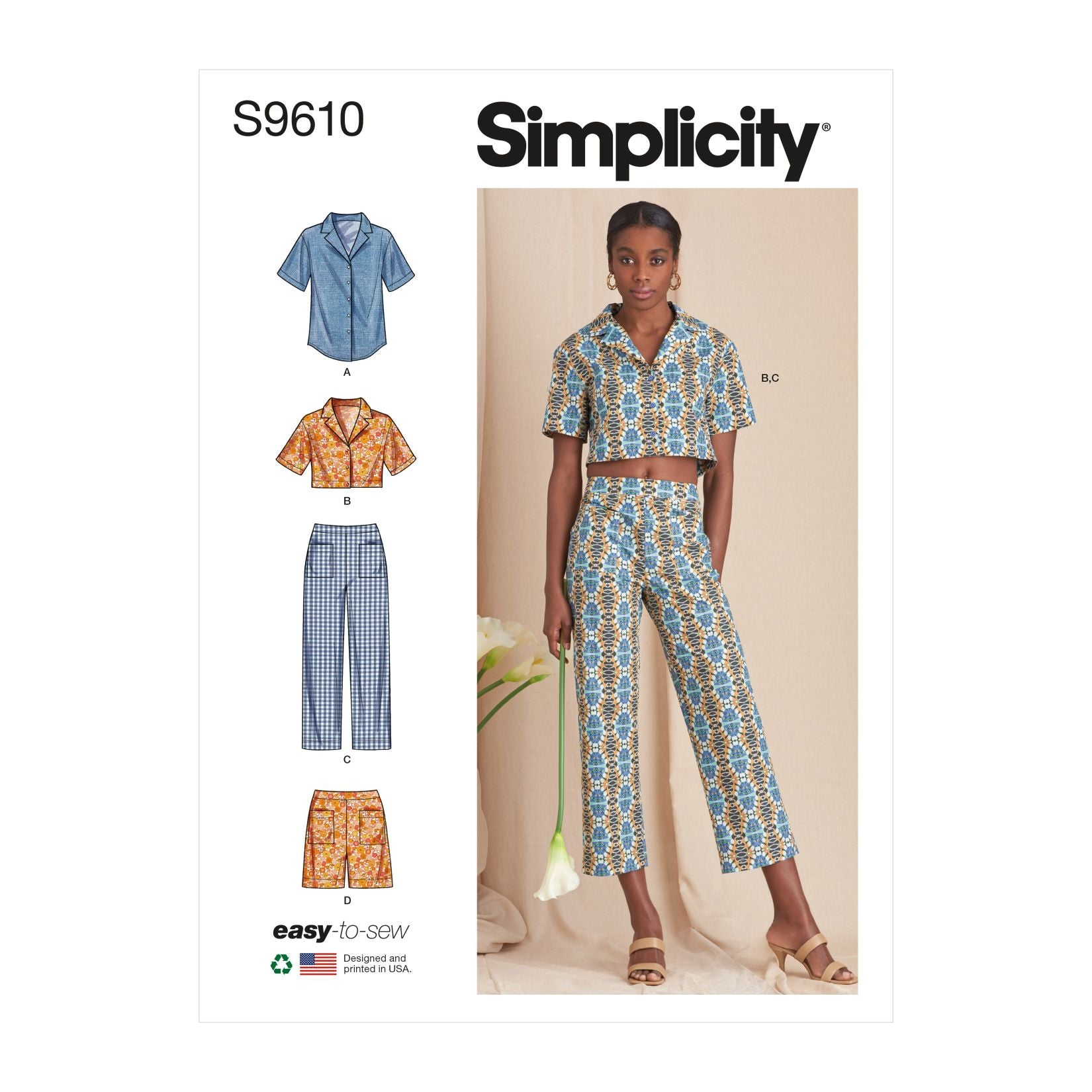 Symønster Simplicity 9610 - Bukser Skjorte Shorts - Dame | Billede 7