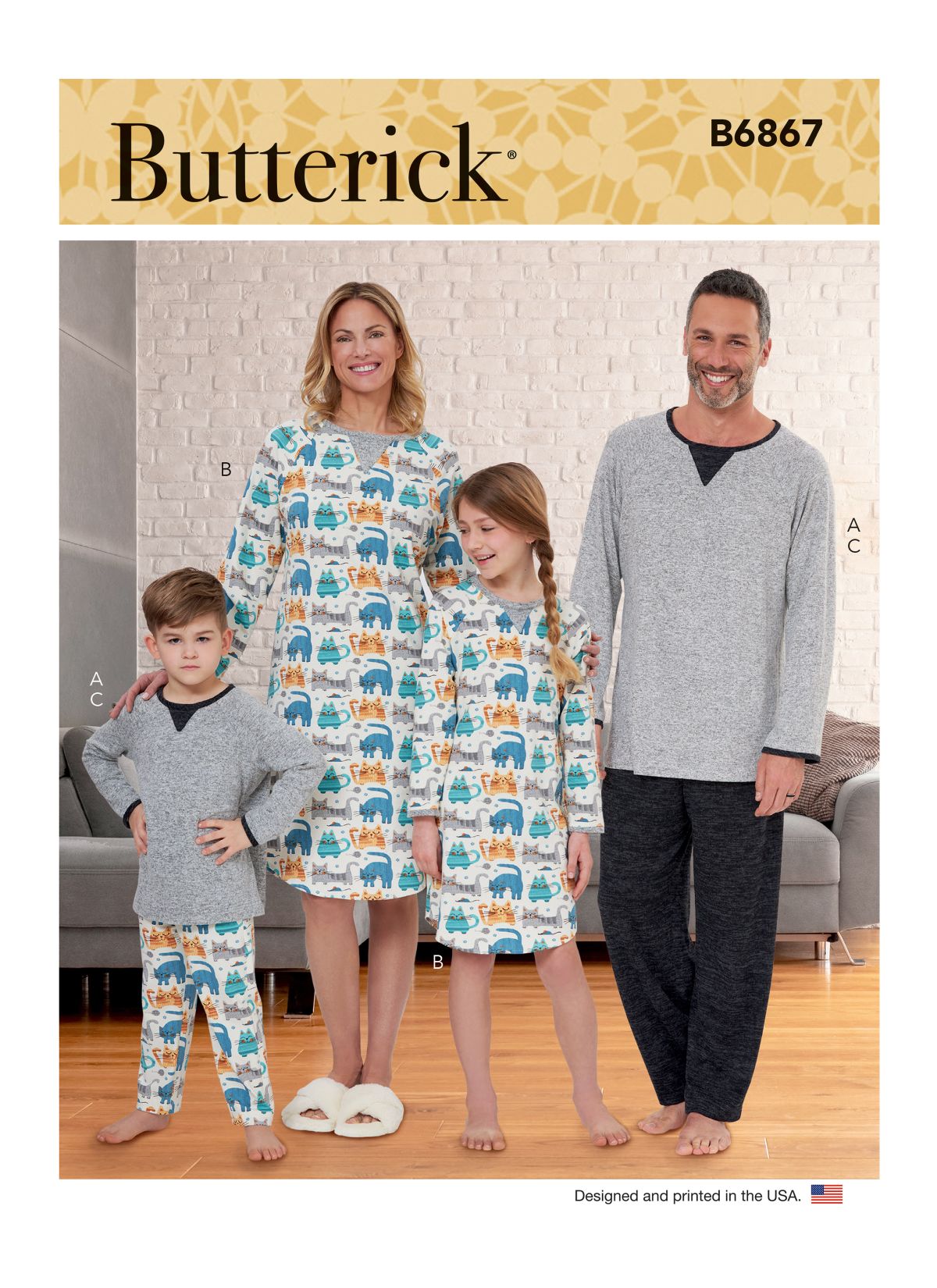 Symønster Butterick 6867 - Pyjamas - Pige Dreng Dame Herre | Billede 5