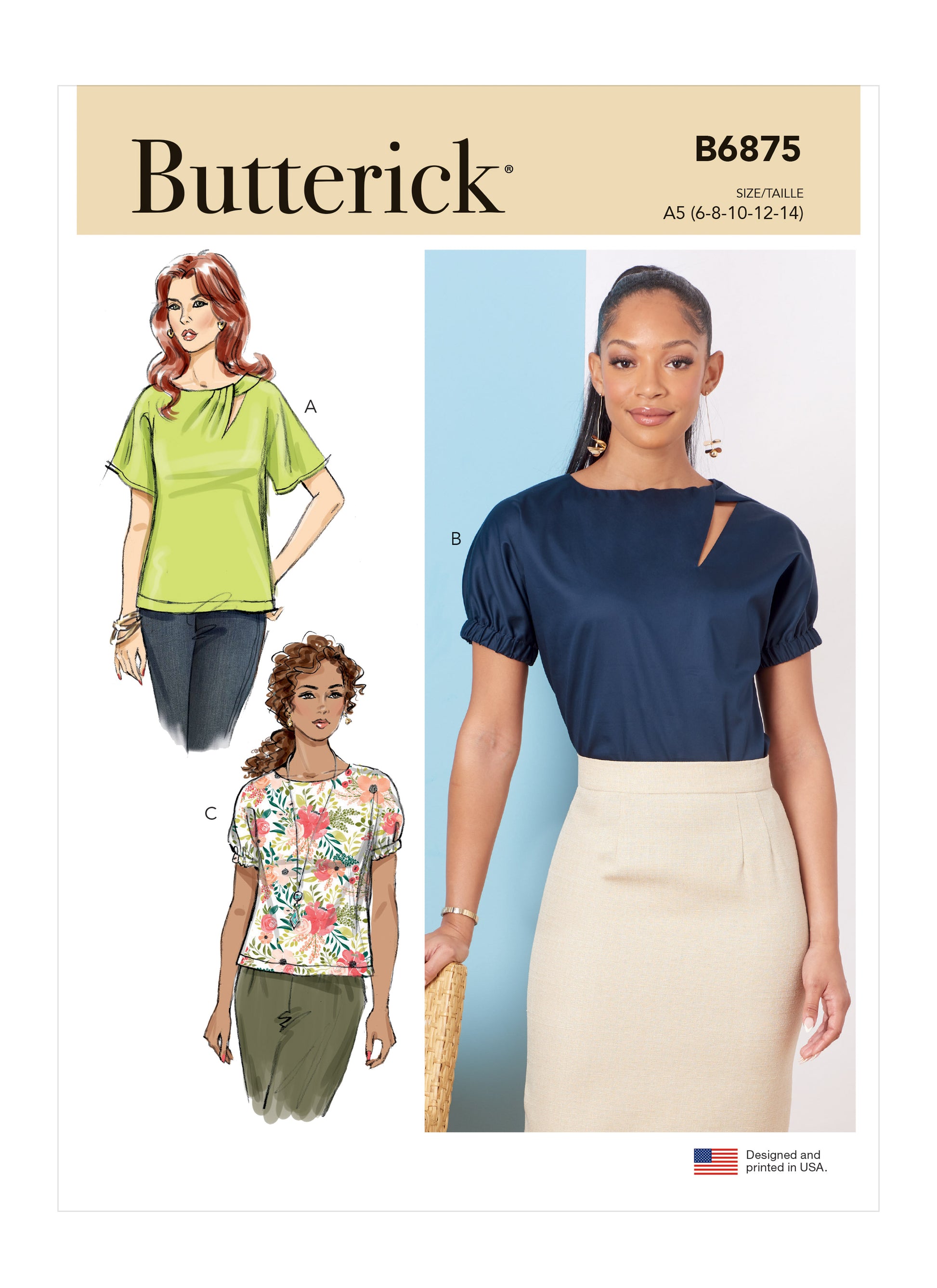 Symønster Butterick 6875 - Top Skjorte - Dame | Billede 6