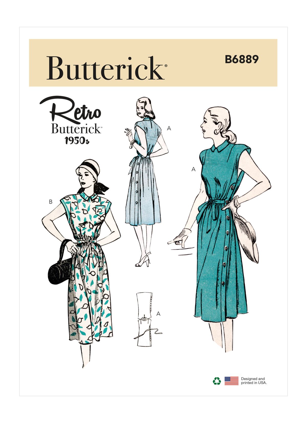 Symønster Butterick 6889 - Kjole Vintage - Dame | Billede 4