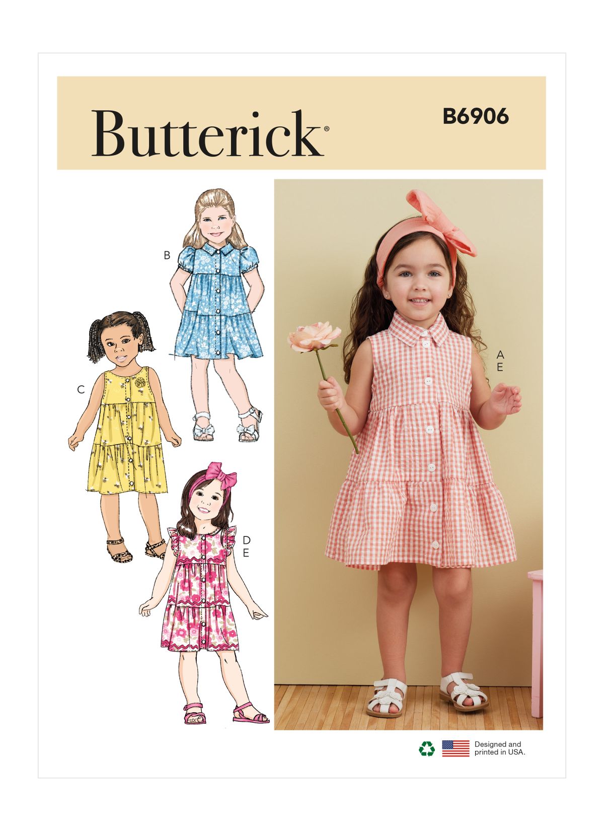 Symønster Butterick 6906 - Kjole - Baby Pige | Billede 5