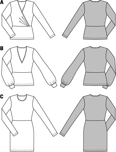 Symønster PDF symønster - Burda 6848 - Kjole Top Skjorte - Dame | Billede 4