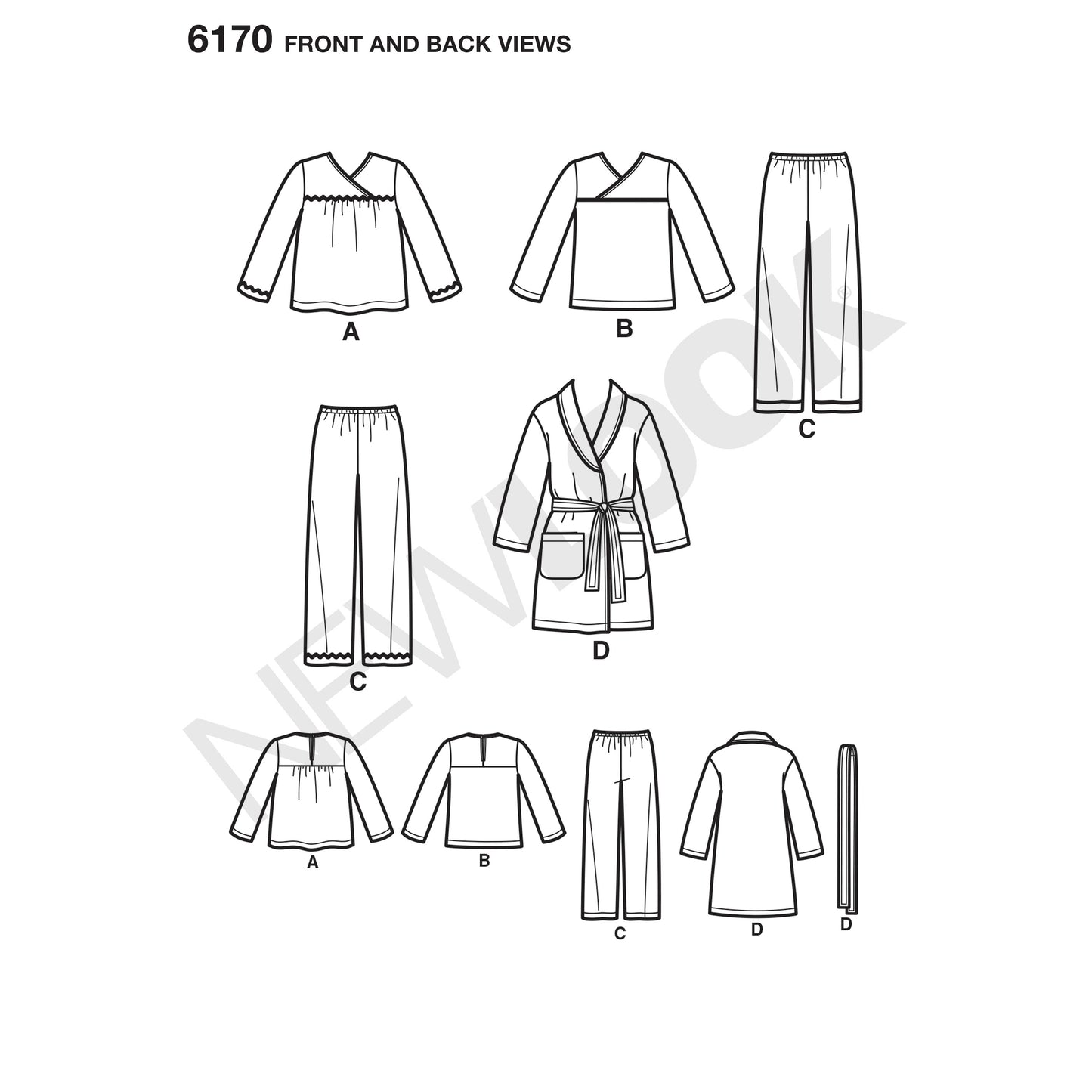 Symønster New Look 6170 - Top Bukser Pyjamas - Baby | Billede 6