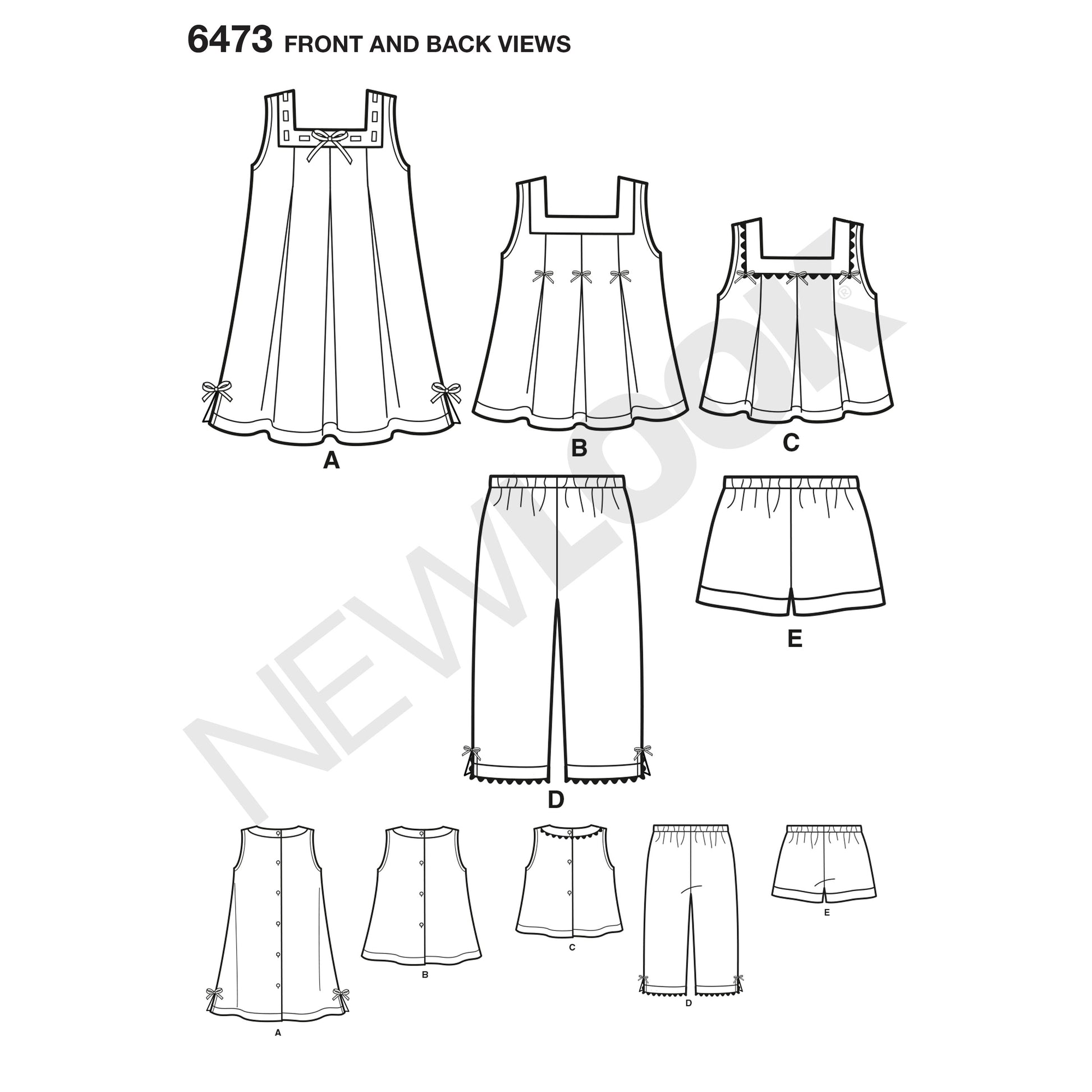 Symønster New Look 6473 - Kjole Top Bukser Shorts - Baby Pige | Billede 4