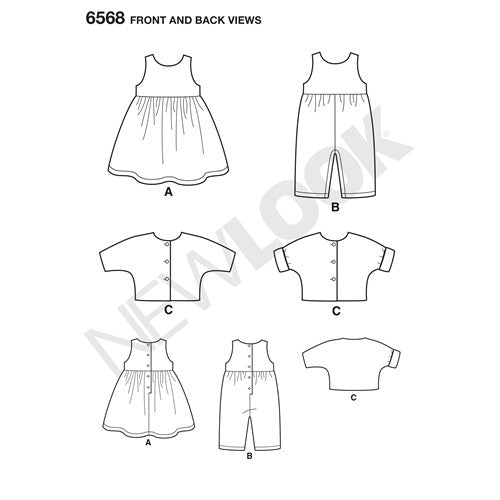 Symønster New Look 6568 - Kjole Jakke - Baby | Billede 7