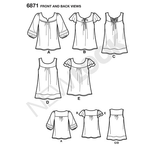 Symønster New Look 6871 - Top Trøje Tunika - Dame | Billede 3