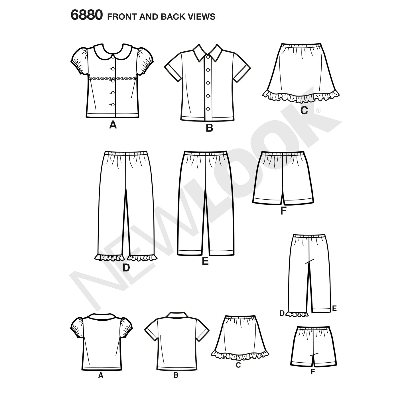Symønster New Look 6880 - Bukser Nederdel Skjorte Shorts - Baby Pige Dreng | Billede 5