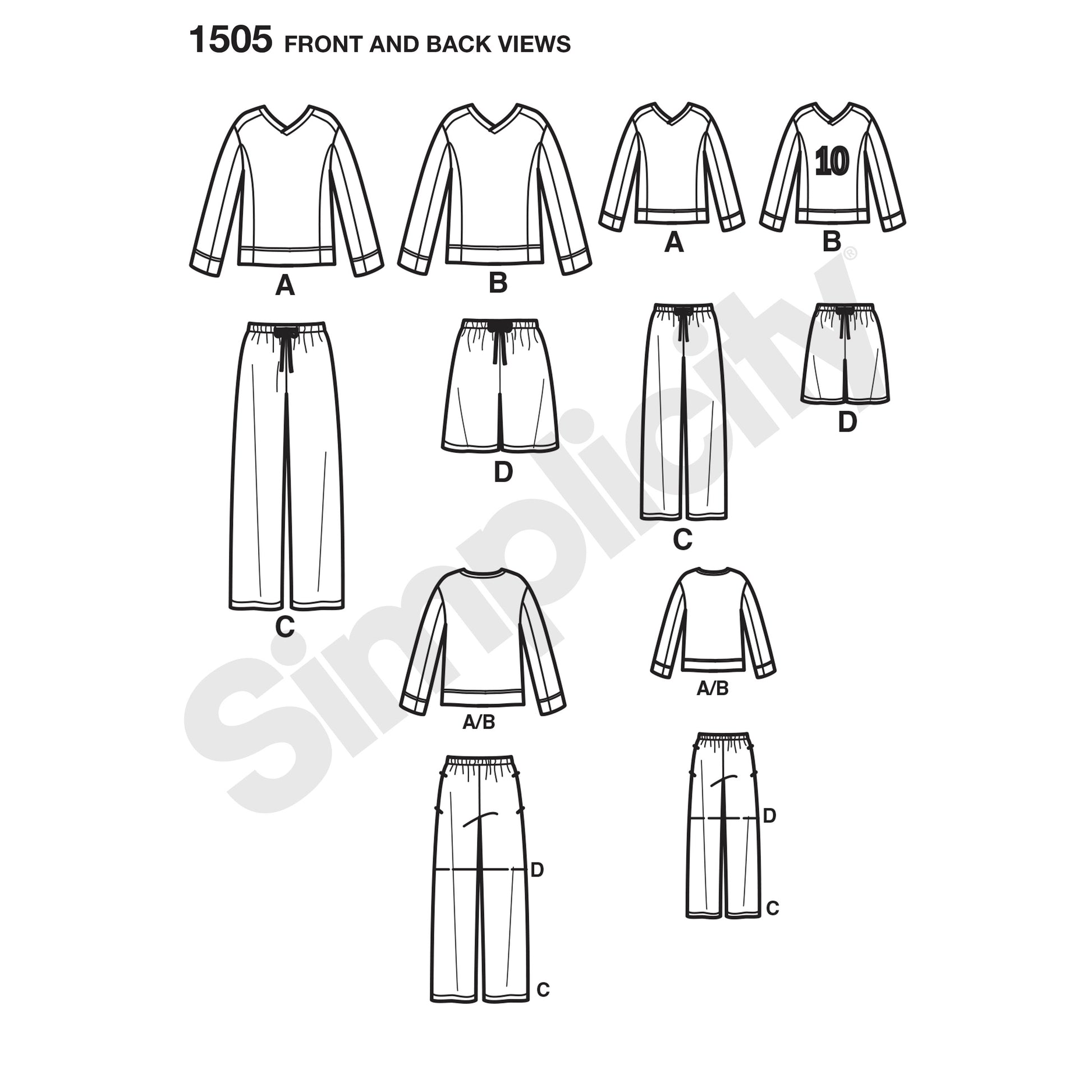 Symønster Simplicity 1505 - Top Bukser Shorts - Dreng | Billede 5