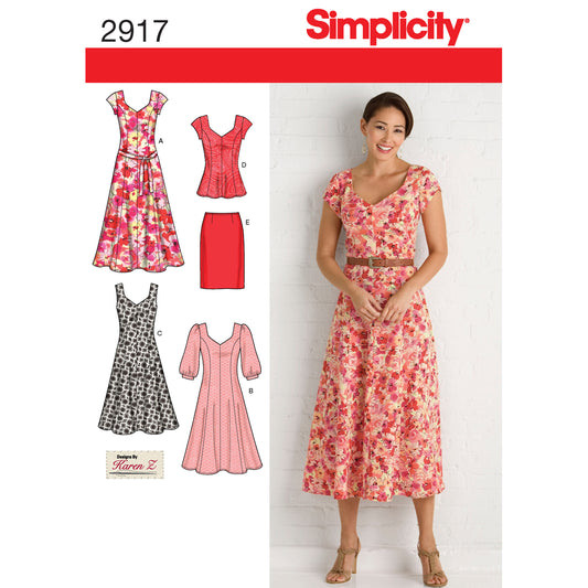 Symønster Simplicity 2917 - Kjole Tunika Nederdel - Dame | Billede 2