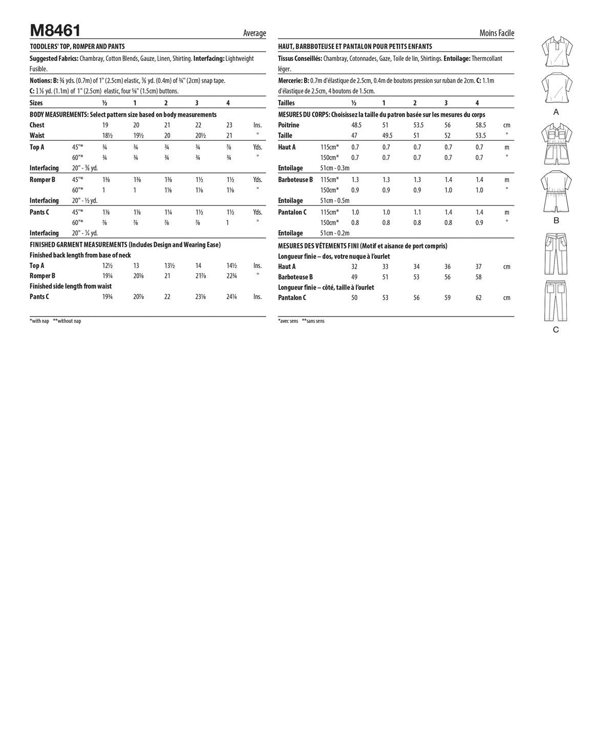 PDF-symønster - McCall´s 8461 - Bukser Skjorte Buksedragt - Pige Dreng | Billede 3