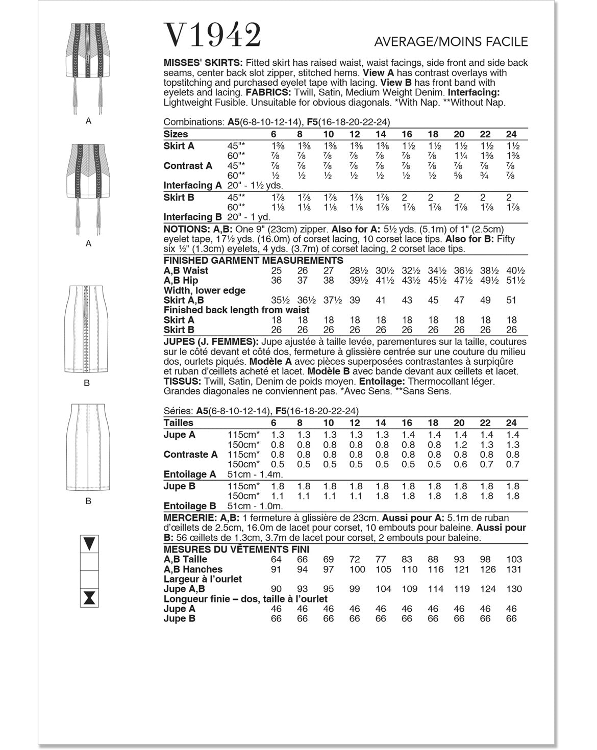 Symønster Vogue Patterns V1942 - Nederdel - Dame | Billede 6