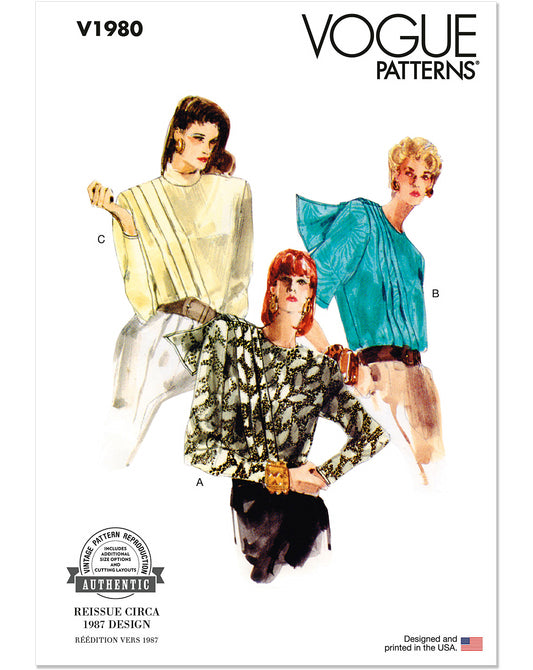 Symønster Vogue Patterns 1980 - Bluse - Dame | Billede 1