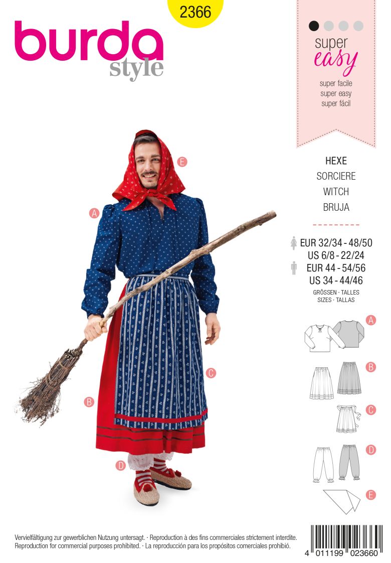 PDF-symønster - Burda 2366 - Kostume - Dame Herre - Karneval Påske | Billede 2