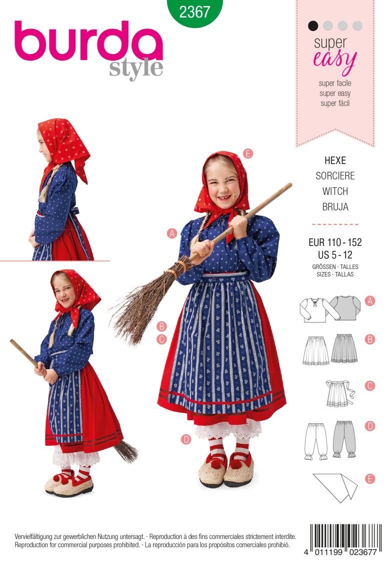 PDF-symønster - Burda 2367 - Kostume - Pige - Karneval Påske | Billede 2