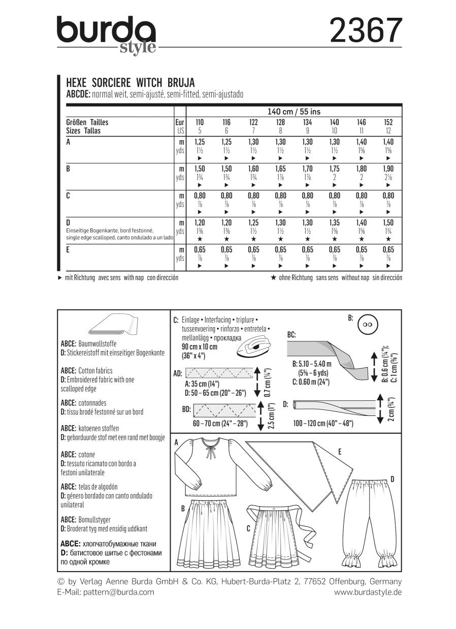 PDF-symønster - Burda 2367 - Kostume - Pige - Karneval Påske | Billede 3