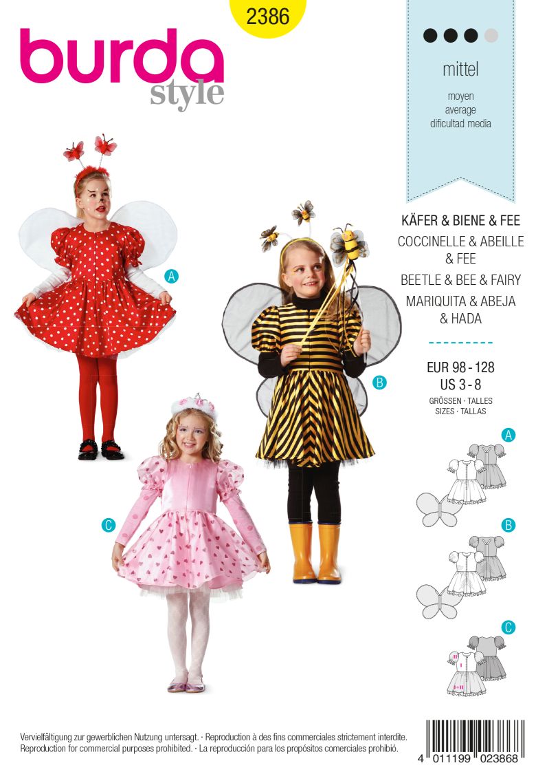 PDF-symønster - Burda 2386 - Kostume - Pige - Karneval | Billede 2