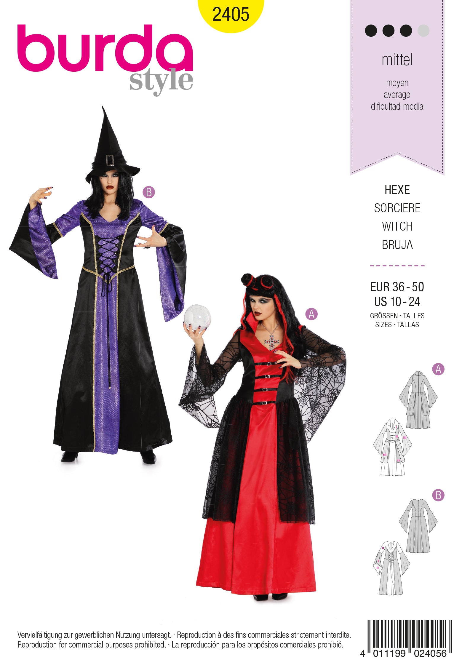 Symønster Burda 2405 - Kostume - Dame - Halloween | Billede 5