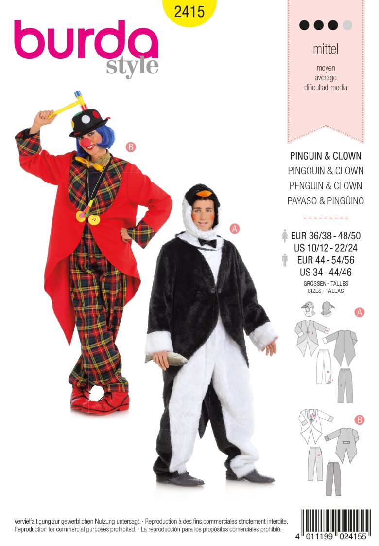 PDF-symønster - Burda 2415 - Kostume - Dame Herre - Karneval | Billede 2