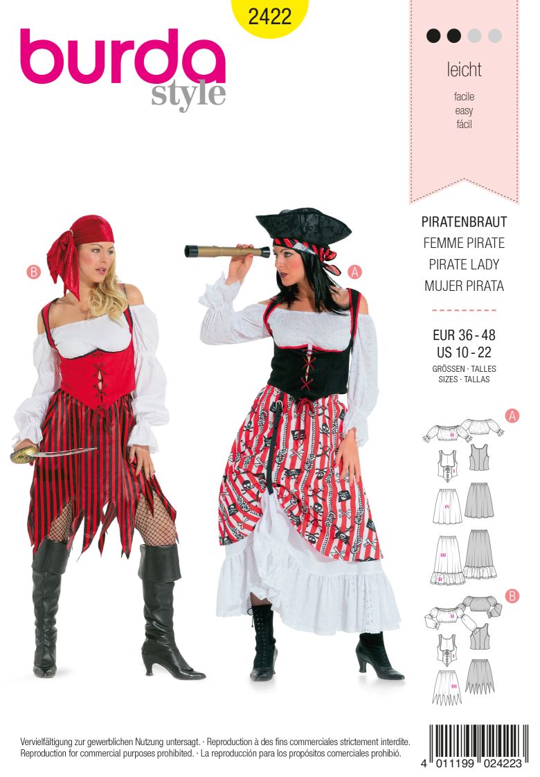 PDF-symønster - Burda 2422 - Kostume - Dame - Karneval | Billede 2