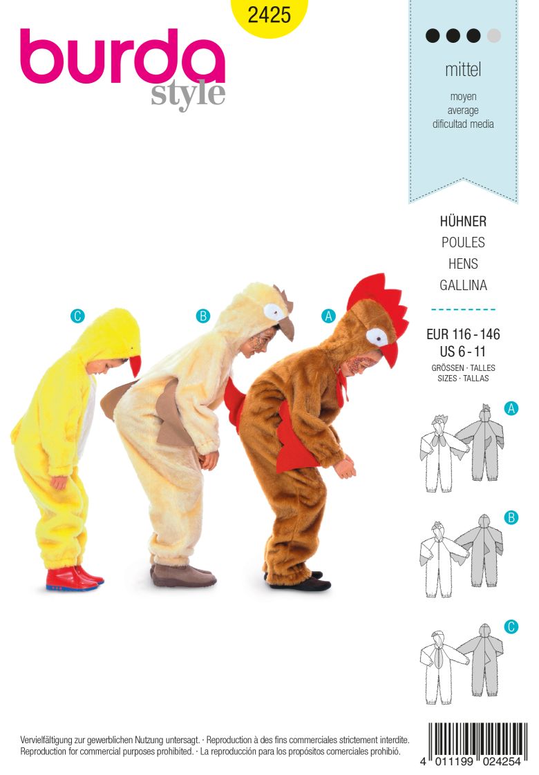 PDF-symønster - Burda 2425 - Kostume - Pige Dreng - Karneval Påske | Billede 2