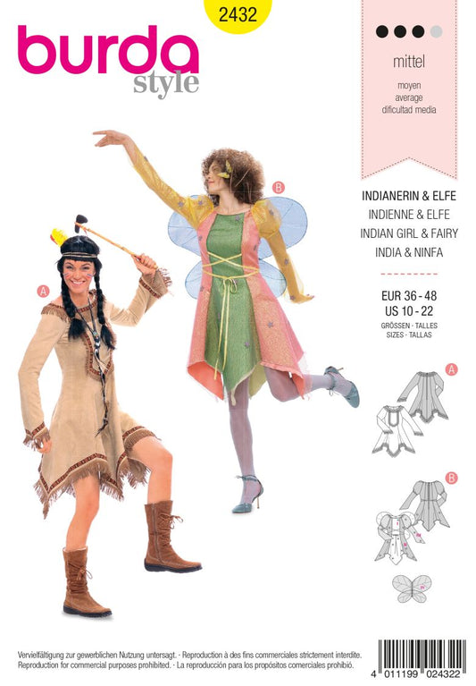 PDF-symønster - Burda 2432 - Kostume - Dame - Karneval | Billede 2